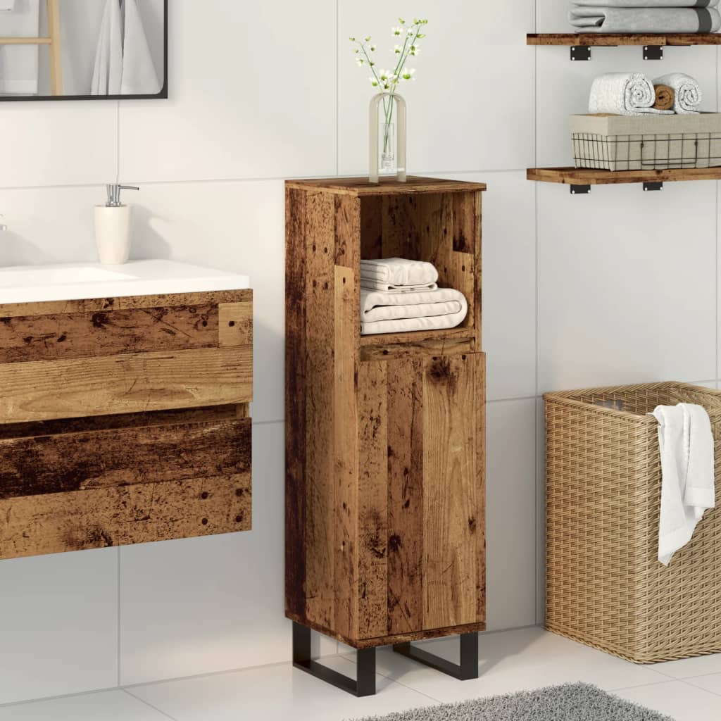 badeværelsesskab 30x30x100 cm konstrueret træ gammelt trælook
