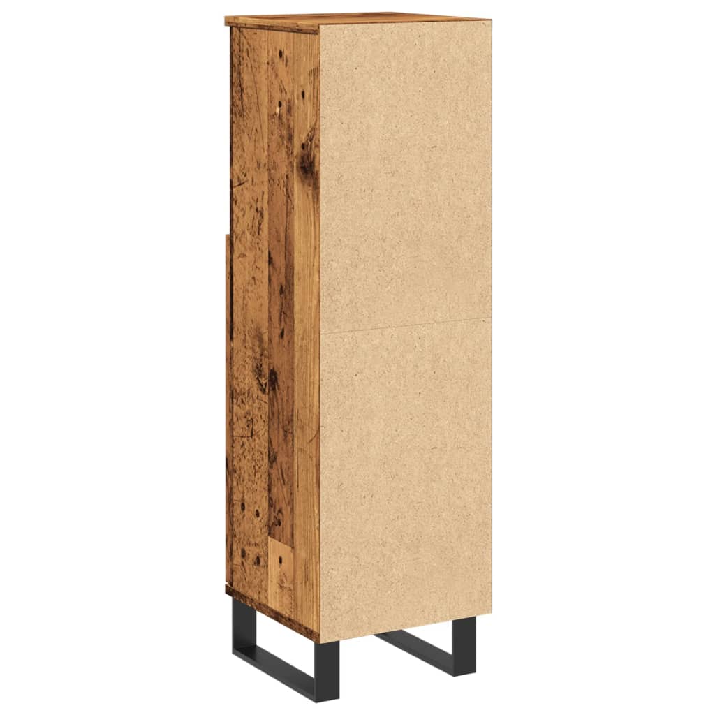 badeværelsesskab 30x30x100 cm konstrueret træ gammelt trælook