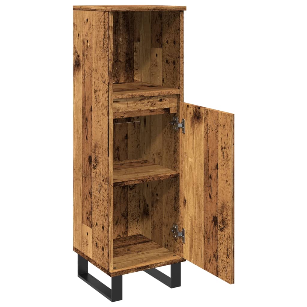 badeværelsesskab 30x30x100 cm konstrueret træ gammelt trælook