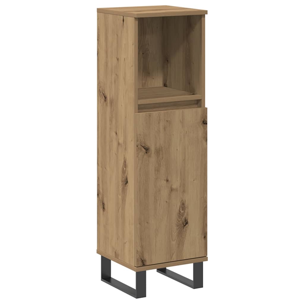 badeværelsesskab 30x30x100 cm konstrueret træ kunsteg