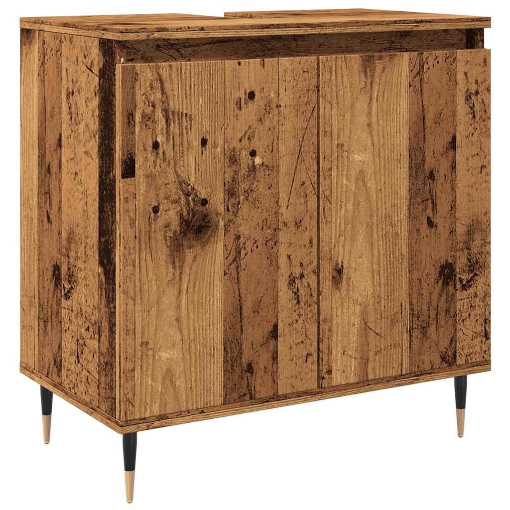 badeværelsesskab 58x33x60 cm konstrueret træ antikt træ