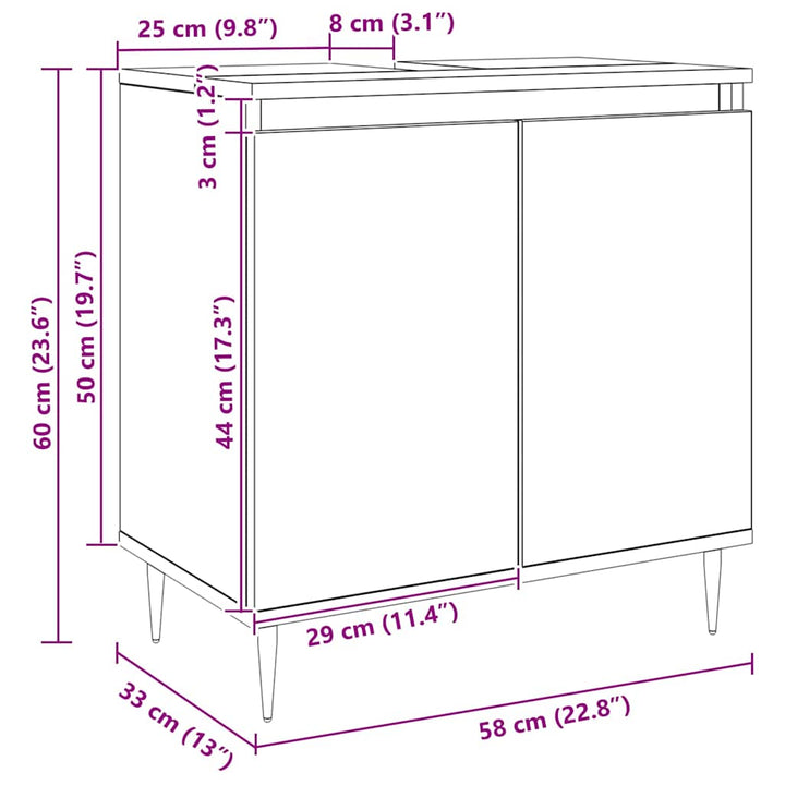 badeværelsesskab 58x33x60 cm konstrueret træ kunsteg