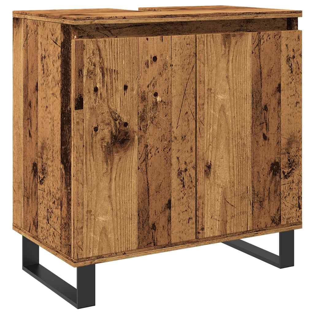 badeværelsesskab 58x33x60 cm konstrueret træ antikt træ