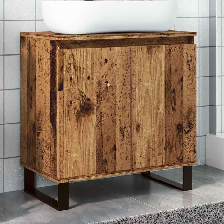 badeværelsesskab 58x33x60 cm konstrueret træ antikt træ