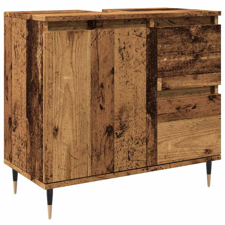 badeværelsesskab 65x33x60 cm konstrueret træ antikt træ