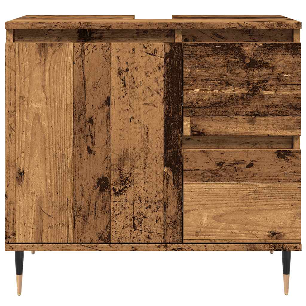 badeværelsesskab 65x33x60 cm konstrueret træ antikt træ