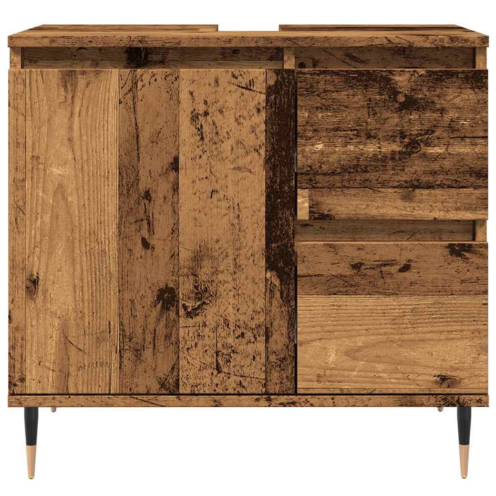 badeværelsesskab 65x33x60 cm konstrueret træ antikt træ