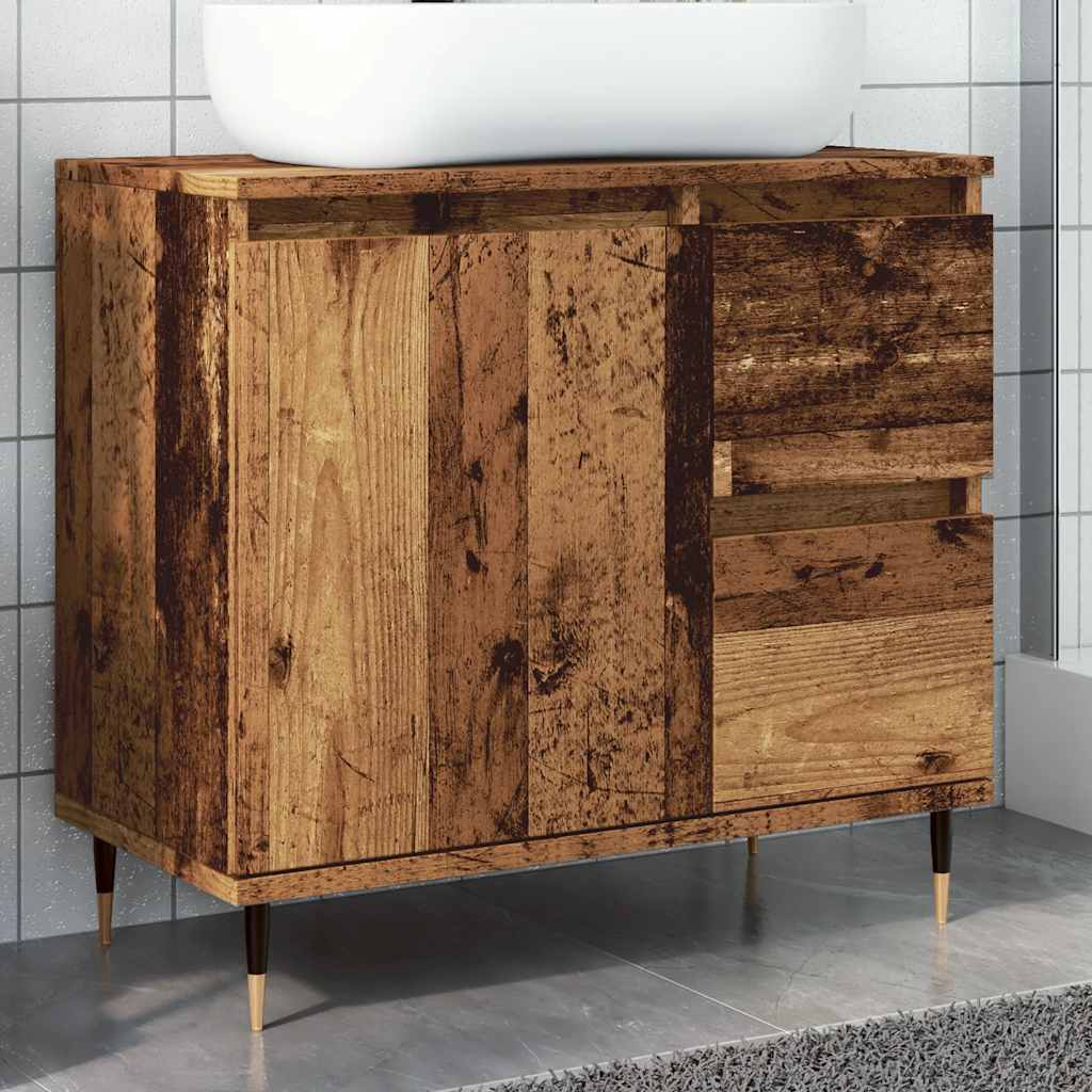 badeværelsesskab 65x33x60 cm konstrueret træ antikt træ