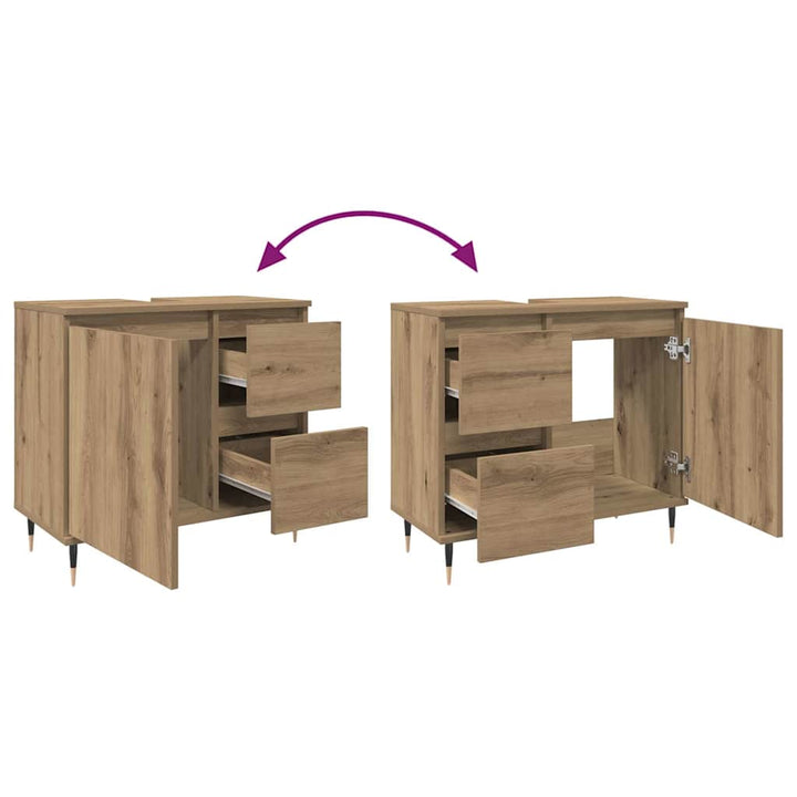 badeværelsesskab 65x33x60 cm konstrueret træ kunsteg