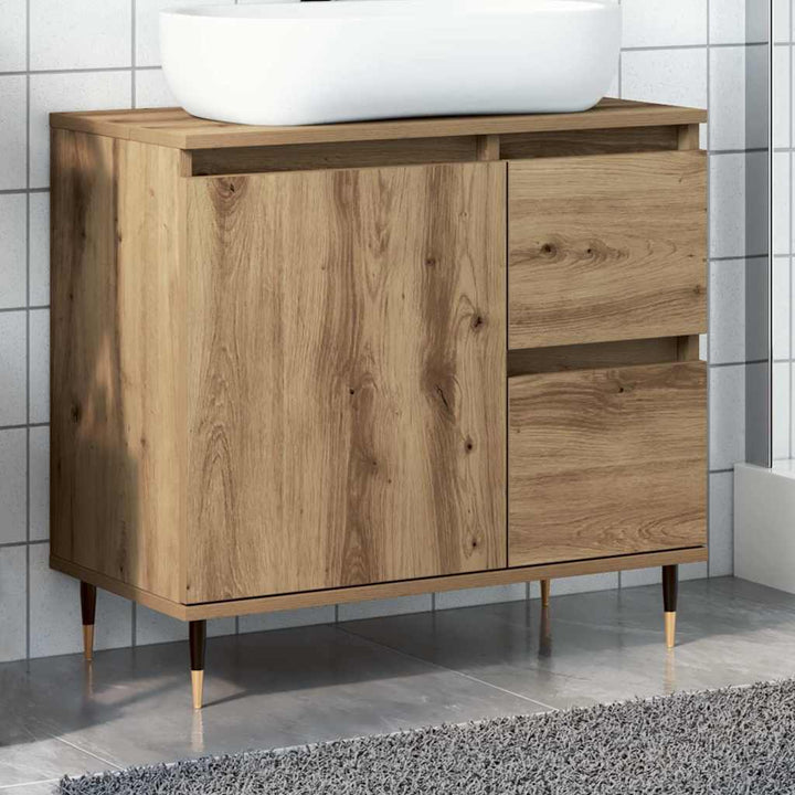 badeværelsesskab 65x33x60 cm konstrueret træ kunsteg