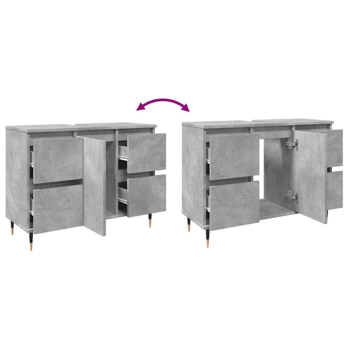 badeværelsesskab 80x33x60 cm konstrueret træ betongrå