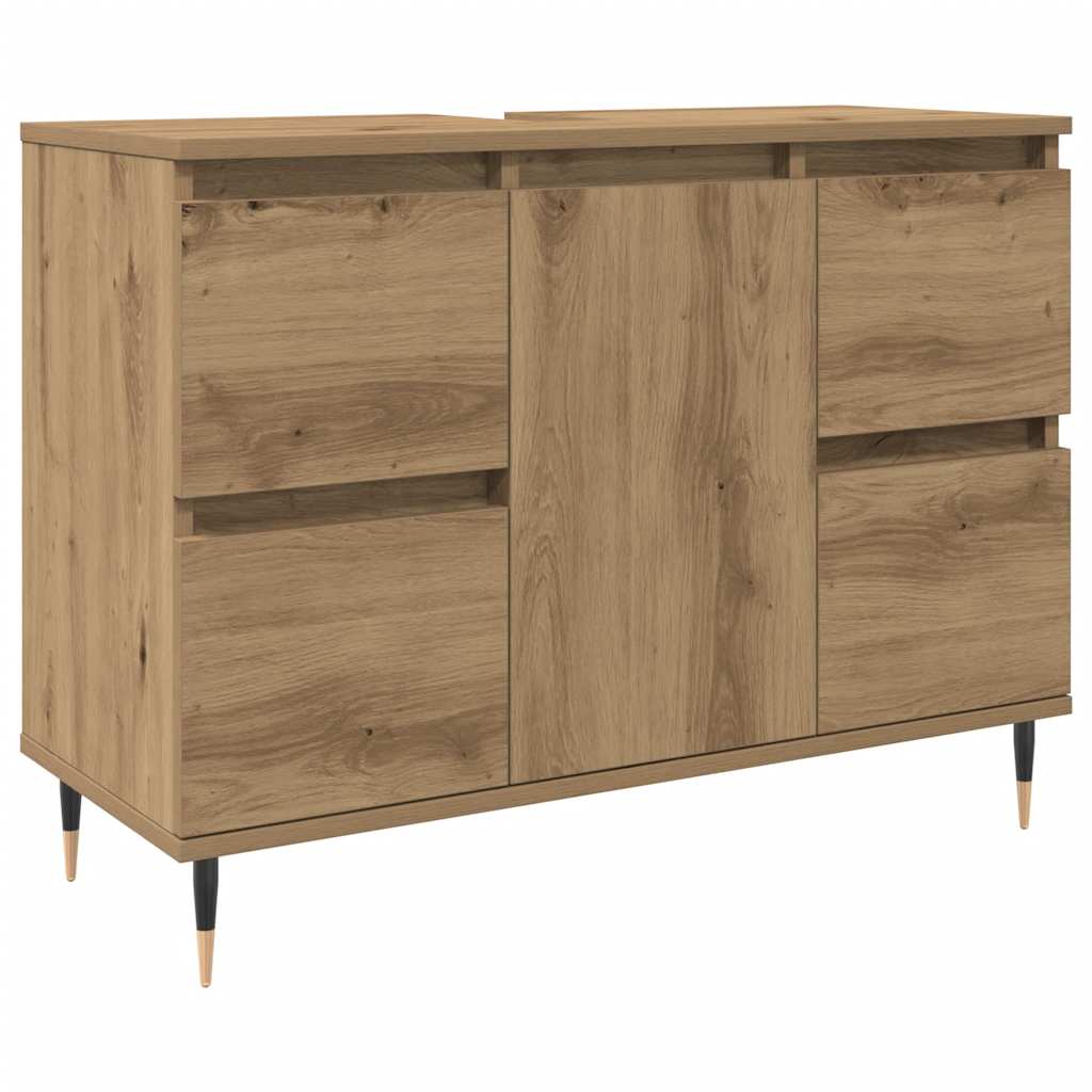 badeværelsesskab 80x33x60 cm konstrueret træ kunsteg