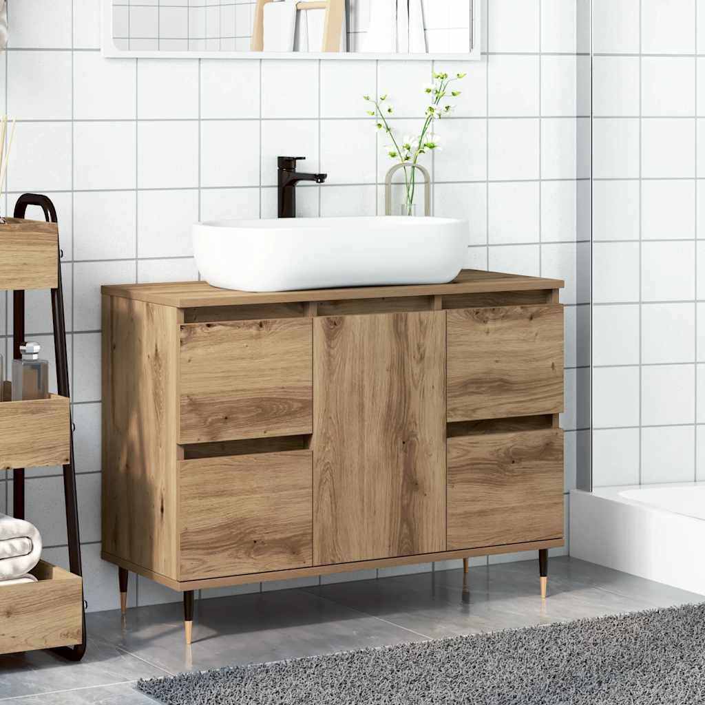badeværelsesskab 80x33x60 cm konstrueret træ kunsteg
