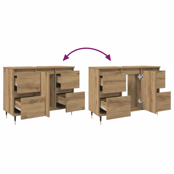 badeværelsesskab 80x33x60 cm konstrueret træ kunsteg