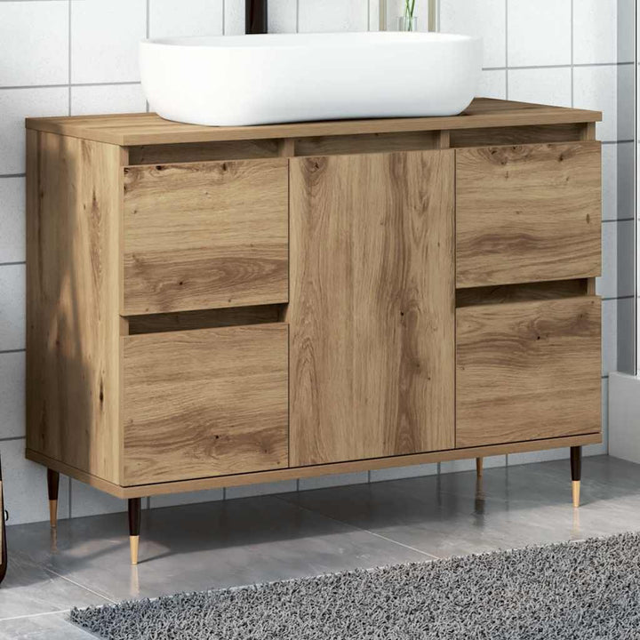 badeværelsesskab 80x33x60 cm konstrueret træ kunsteg