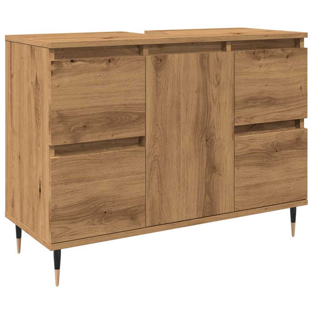 badeværelsesskab 80x33x60 cm konstrueret træ kunsteg