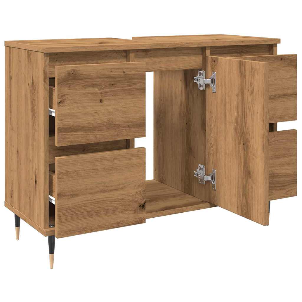 badeværelsesskab 80x33x60 cm konstrueret træ kunsteg