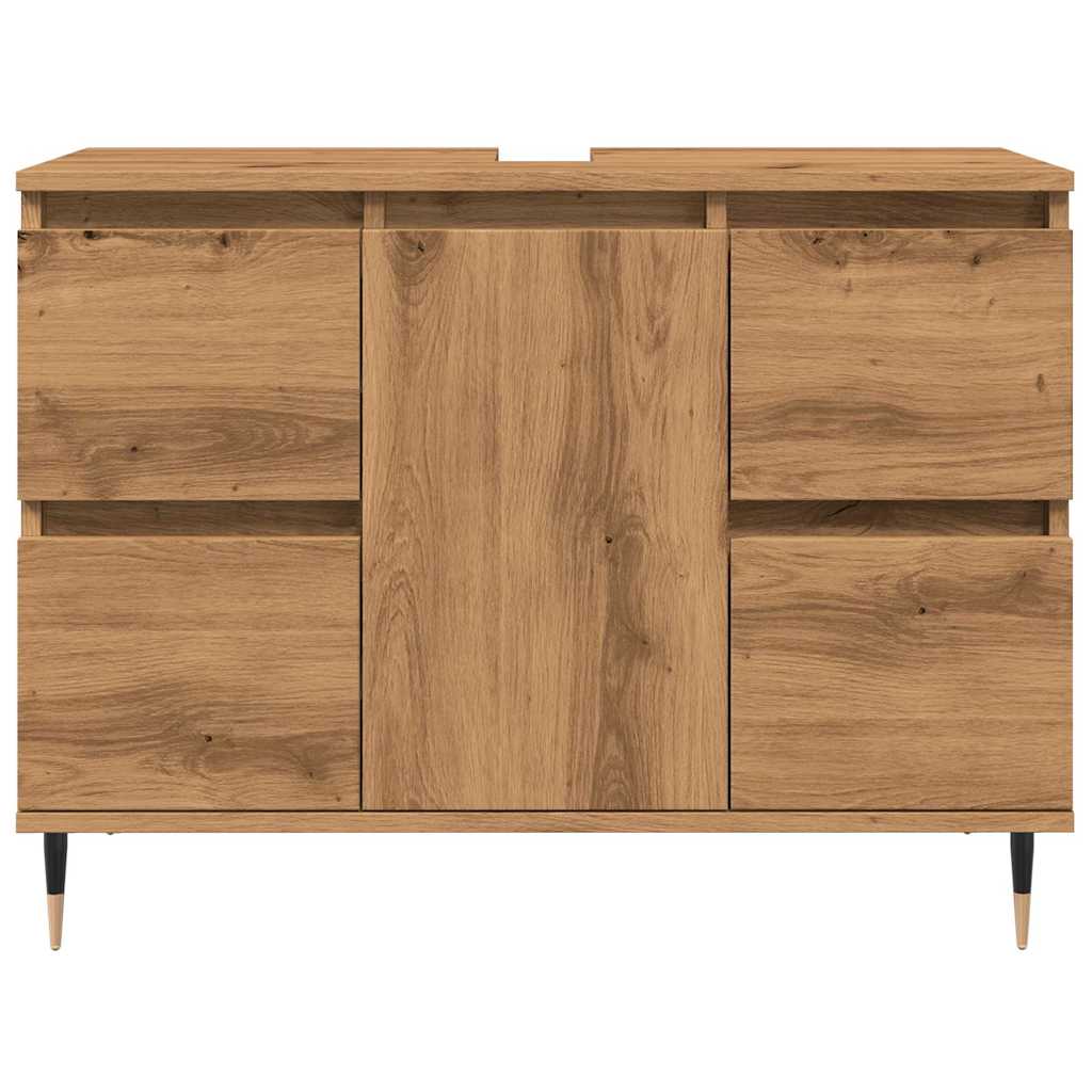 badeværelsesskab 80x33x60 cm konstrueret træ kunsteg
