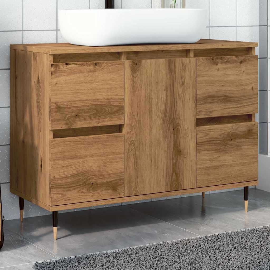 badeværelsesskab 80x33x60 cm konstrueret træ kunsteg