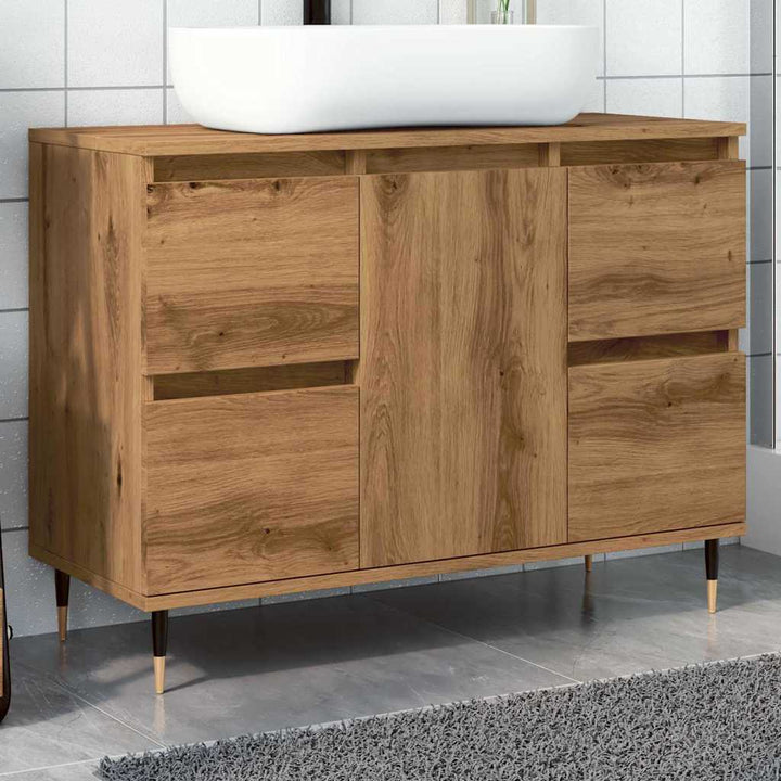 badeværelsesskab 80x33x60 cm konstrueret træ kunsteg