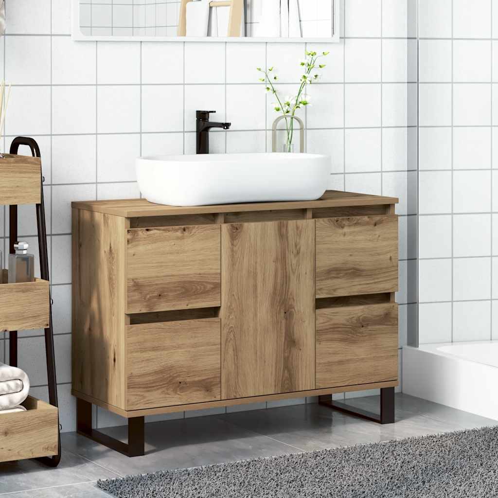 underskab til badeværelse 80x33x60 cm konstrueret træ kunsteg