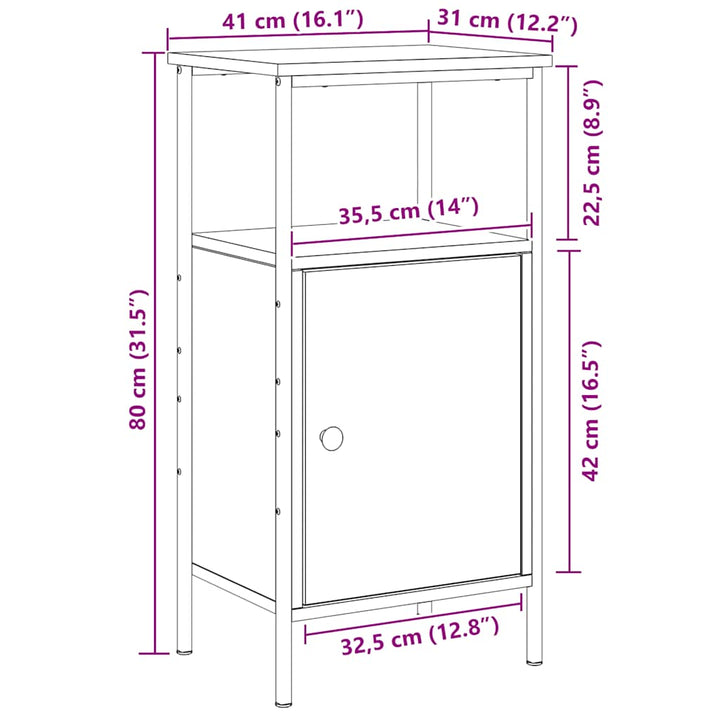 sengeborde 2 stk. 41x31x80 cm konstrueret træ kunsteg