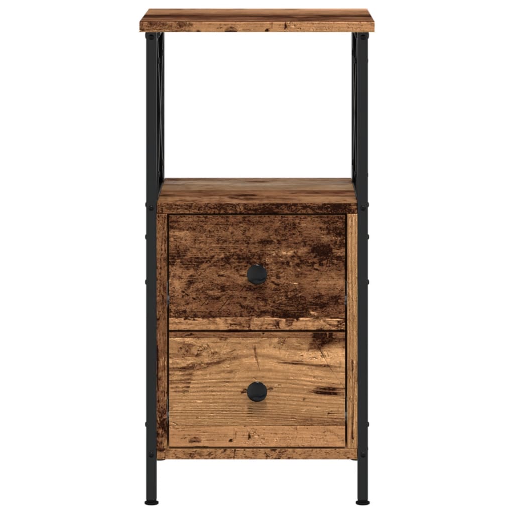 sengeborde 2 stk. 34x35,5x70 cm konstrueret træ antikt trælook