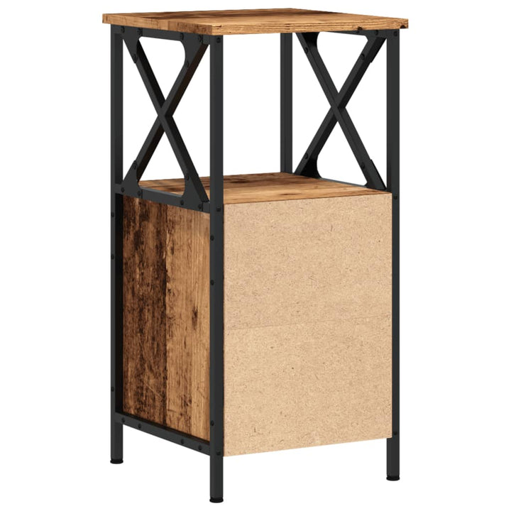 sengeborde 2 stk. 34x35,5x70 cm konstrueret træ antikt trælook