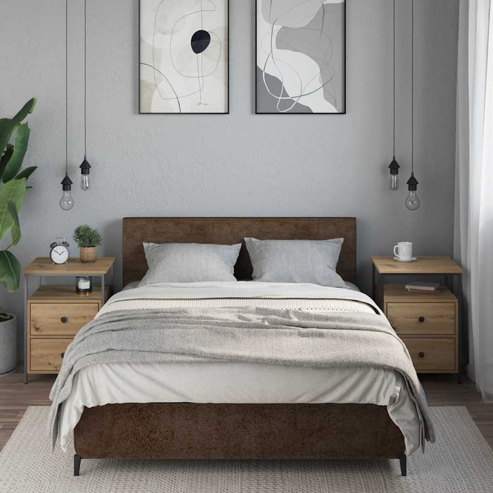 sengeborde 2 stk. 44x45x60 cm konstrueret træ kunsteg