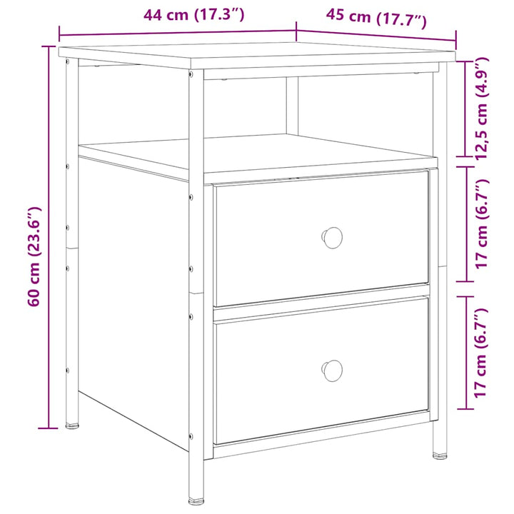 sengeborde 2 stk. 44x45x60 cm konstrueret træ kunsteg