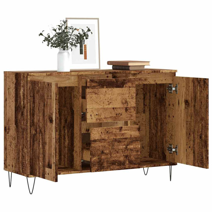 skænk 101,5x35x70 cm konstrueret træ gammelt trælook