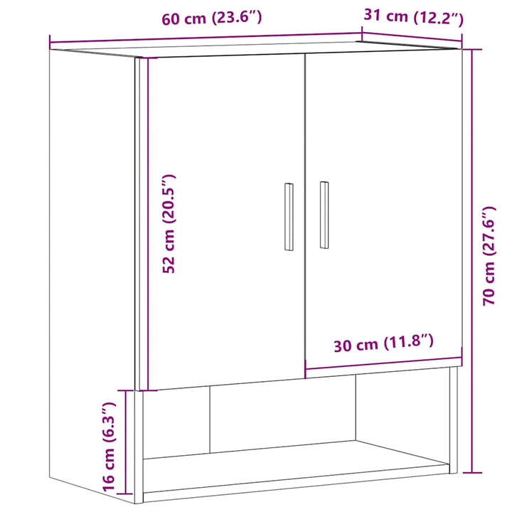 vægskab 60x31x70 cm konstrueret træ gammelt træ
