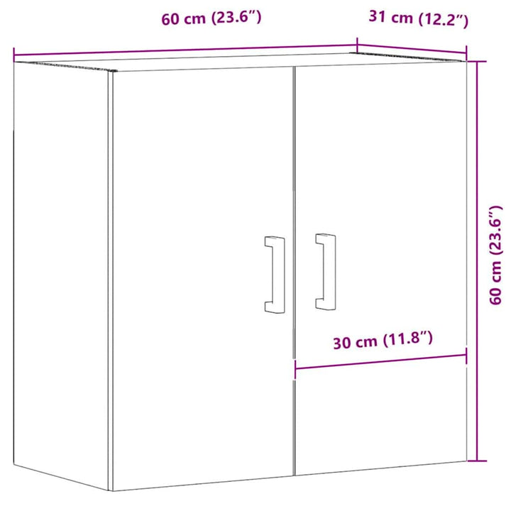 vægskab 60x31x60 cm konstrueret træ kunsteg