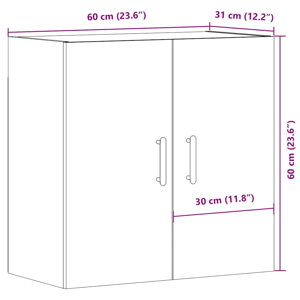 vægskab 60x31x60 cm konstrueret træ kunsteg