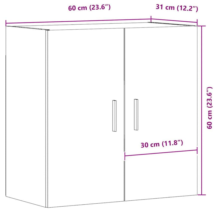 vægskab 60x31x60 cm konstrueret træ kunsteg