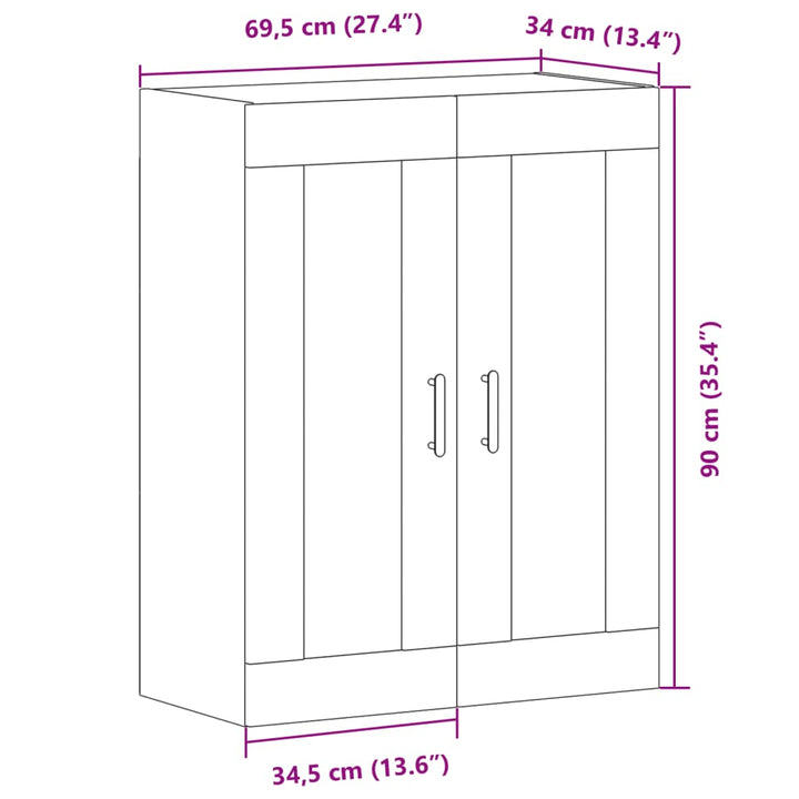 skænk 69,5x34x90 cm konstrueret træ antikt trælook