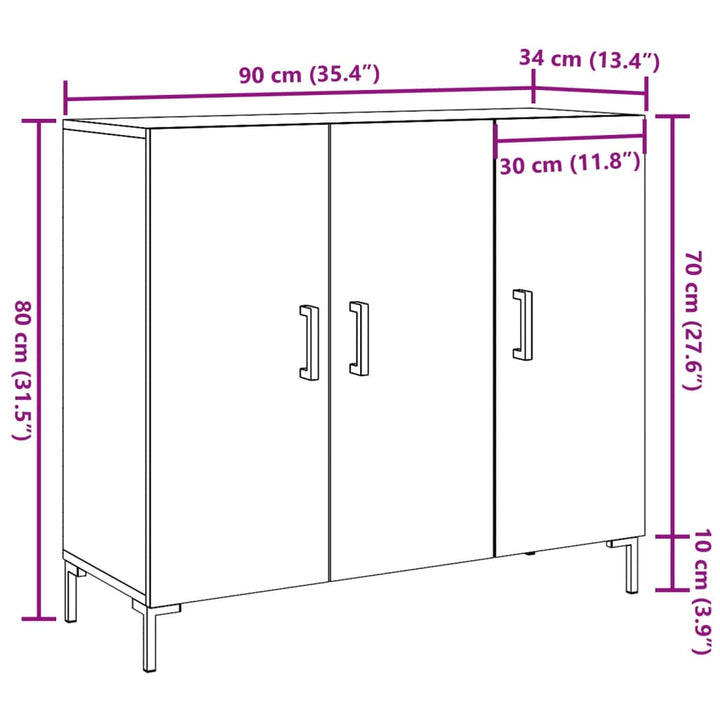 skab 90x34x80 cm konstrueret træ gammelt træ-look