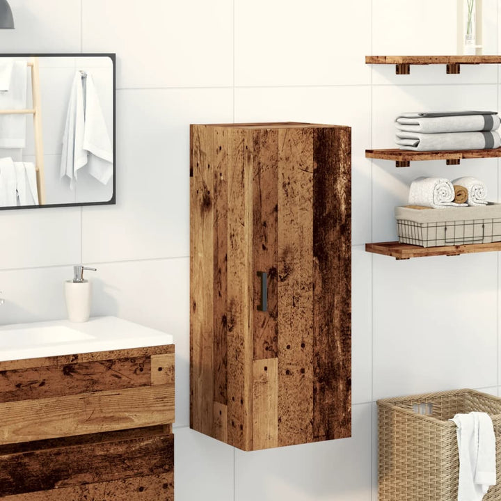 vægskab 34,5x34x90 cm konstrueret træ gammelt træ-look