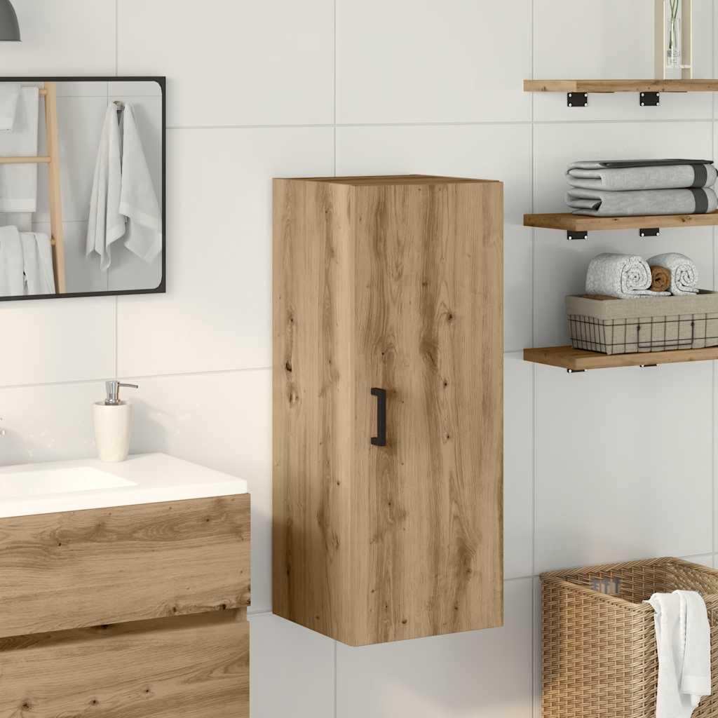 vægskab 34,5x34x90 cm konstrueret træ egetræsfarve
