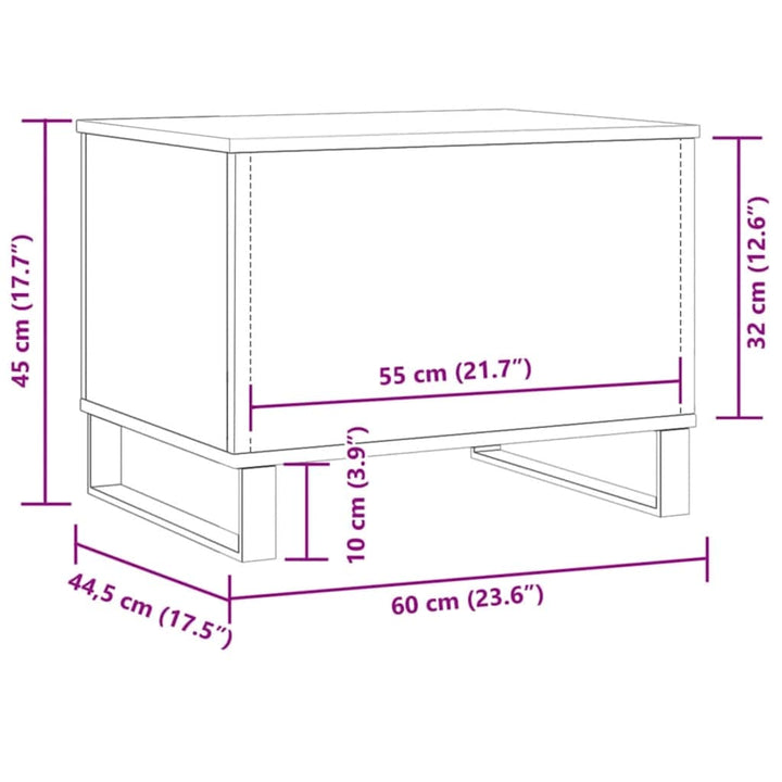 sofabord 60x44,5x45 cm konstrueret træ kunsteg