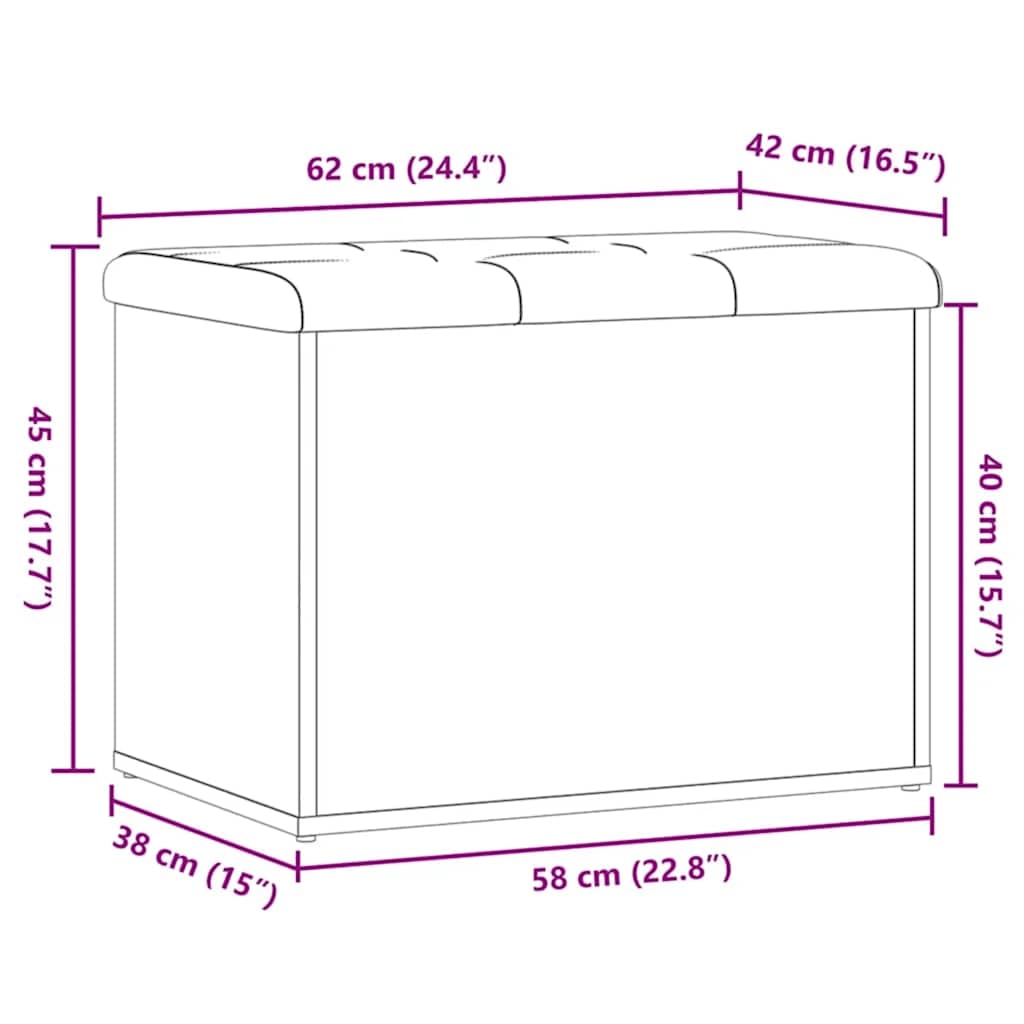 opbevaringsbænk 62x42x45 cm konstrueret træ kunsteg