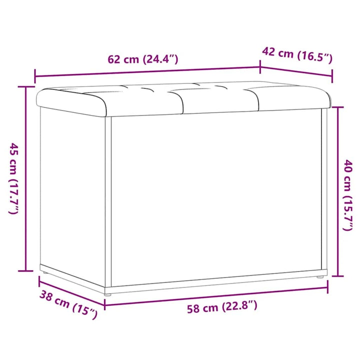 opbevaringsbænk 62x42x45 cm konstrueret træ kunsteg