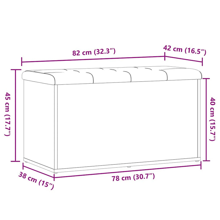 opbevaringsbænk 82x42x45 cm konstrueret træ antikt træ