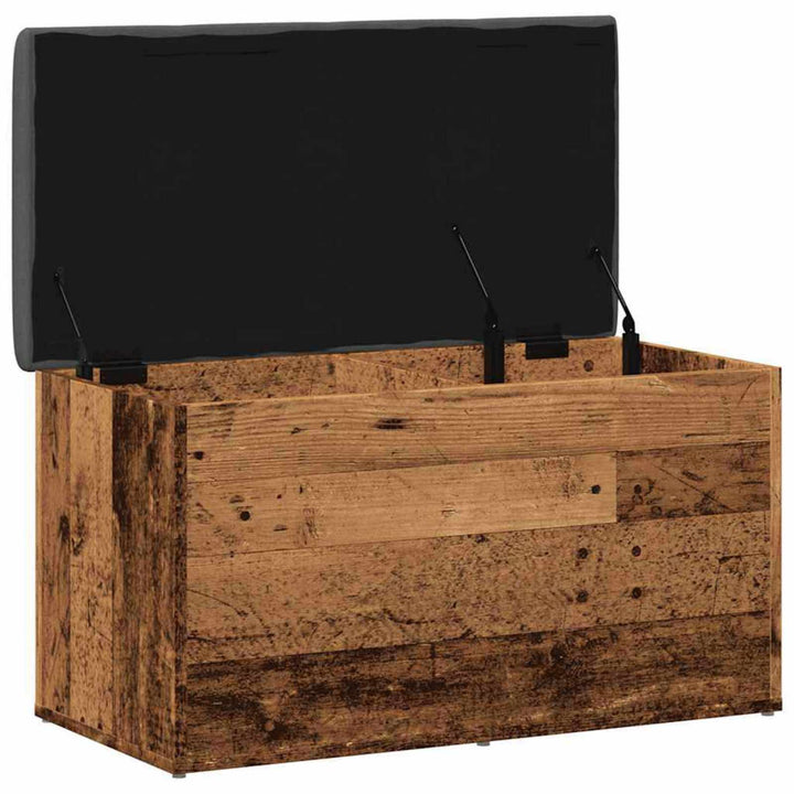 opbevaringsbænk 82x42x45 cm konstrueret træ antikt træ