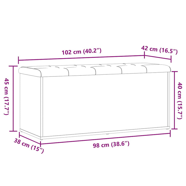 opbevaringsbænk 102x42x45 cm konstrueret træ antikt træ