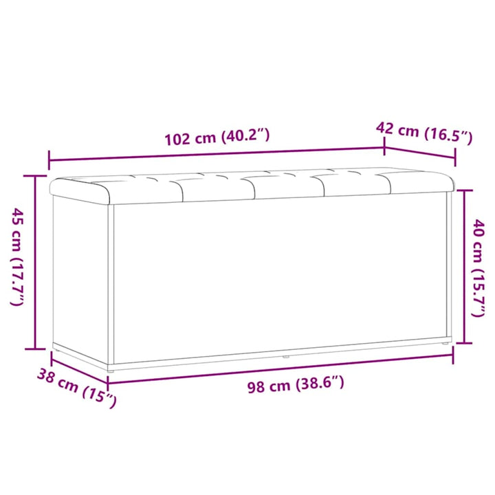opbevaringsbænk håndlavet eg 102x42x45 cm konstrueret træ