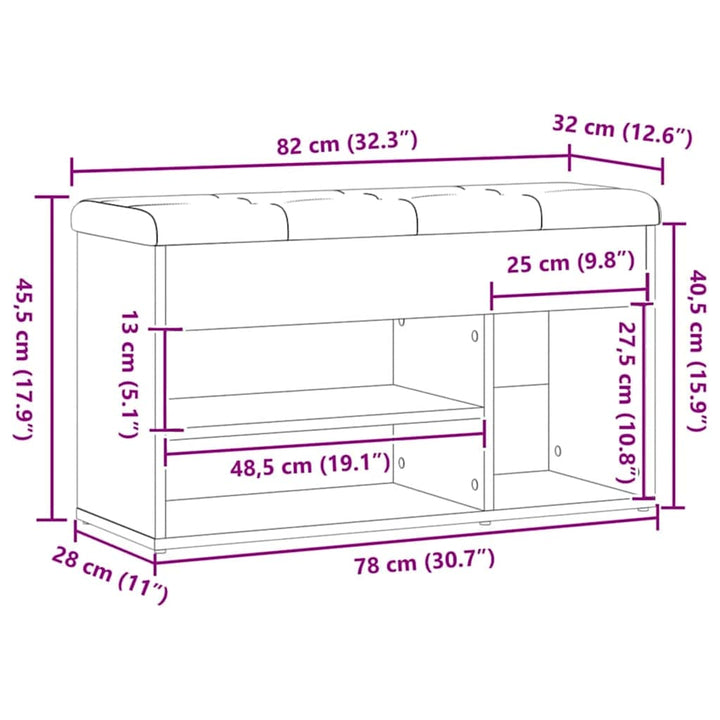 skobænk 82x32x45,5 cm konstrueret træ kunsteg
