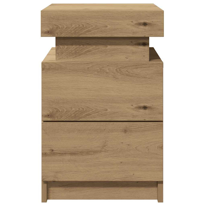 sengeborde 2 stk. 35x39x55 cm LED-lys konstrueret træ kunsteg
