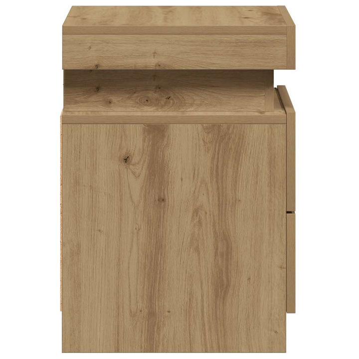 sengeborde 2 stk. 35x39x55 cm LED-lys konstrueret træ kunsteg
