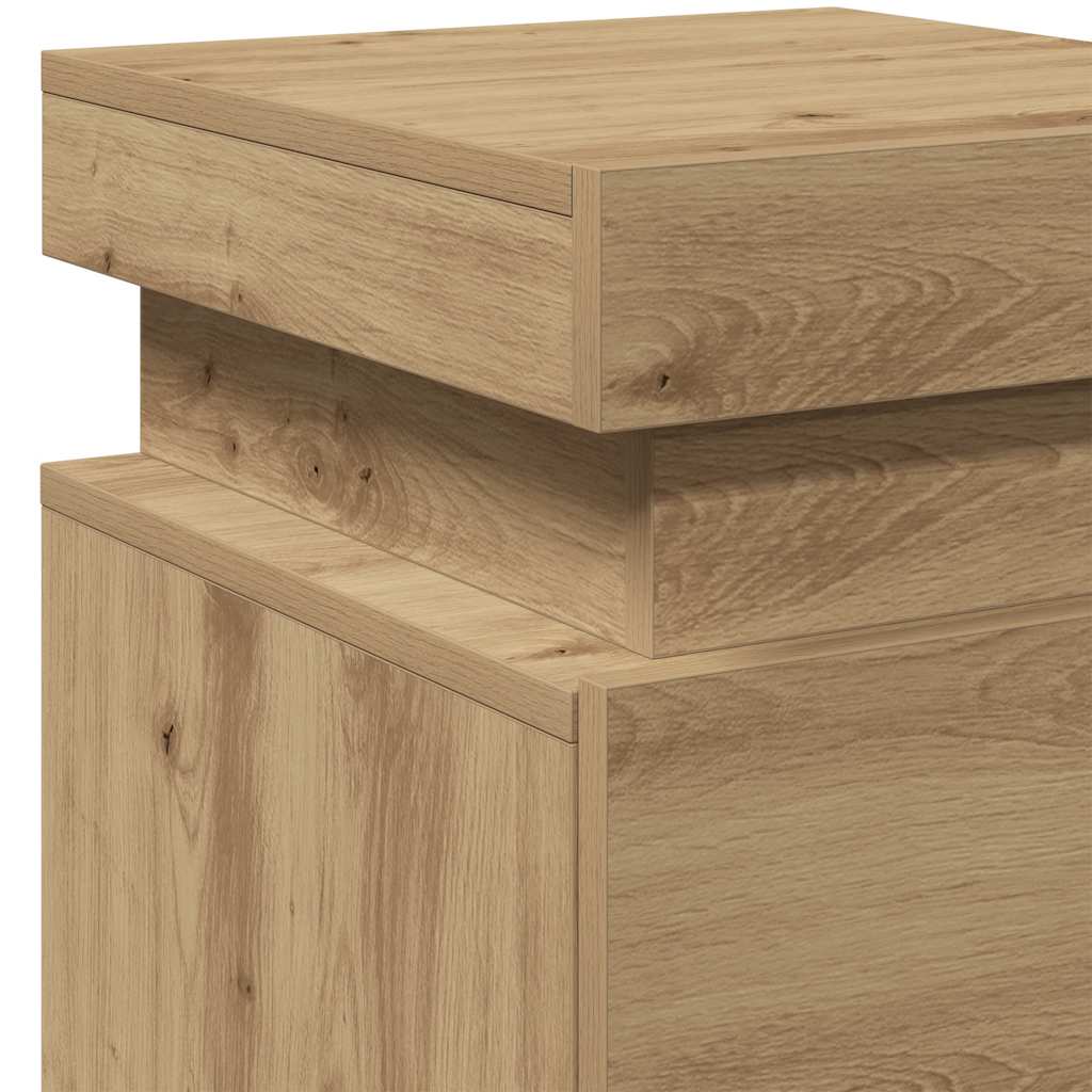sengeborde 2 stk. 35x39x55 cm LED-lys konstrueret træ kunsteg